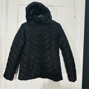 Ladies Big Chill Black Puffer Jacket w/ Hood sz S